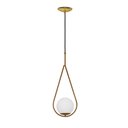 Ver imagem 1 de Luminária Pendente Moderno Gota Bola Metal e Vidro Dourado Fosco