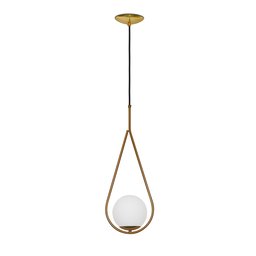 Luminária Pendente Moderno Gota Bola Metal e Vidro Dourado Fosco - 1