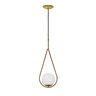 Luminária Pendente Moderno Gota Bola Metal e Vidro Dourado Fosco - 1