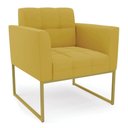 Ver imagem 5 de Poltrona Sala Decorativa Kit 2 Elisa Base Industrial Dourada Veludo Mostarda D03 - D’Rossi