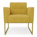 Ver imagem 6 de Poltrona Sala Decorativa Kit 2 Elisa Base Industrial Dourada Veludo Mostarda D03 - D’Rossi