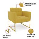 Ver imagem 3 de Poltrona Sala Decorativa Kit 2 Elisa Base Industrial Dourada Veludo Mostarda D03 - D’Rossi
