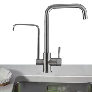 Torneira com Suporte de Filtro para Bancada Cozinha Gourmet Monocomando Bico Aerador Prata Inox