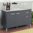 Ver imagem 2 de Balcao para Pia 3 Portas 1 Gaveta 120 cm Lorena AJL:Cinza