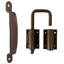Ver imagem 1 de JOGO DE PUXADOR E TRINCO PARA PORTA CAMARÃO 2 PÇS BRONZE