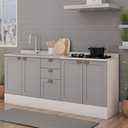 Ver imagem 1 de Balcão de Cozinha Iluminata 4 Portas 3 Gavetas 100% Mdf Branco/fendi - Genialflex