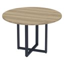 Ver imagem 1 de Mesa de Reunião Redonda P25 Pandin 110 Cm (largura) Tampo Mdp Noce Naturalle Pé Aço Tubular