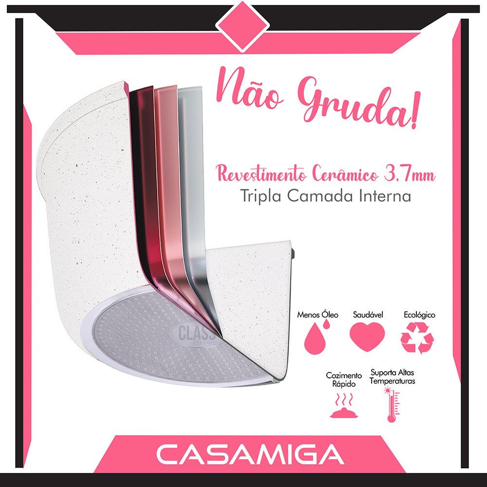 Caçarola Indução Cerâmica 3,7mm 24cm Class Espátula 35cm - 2