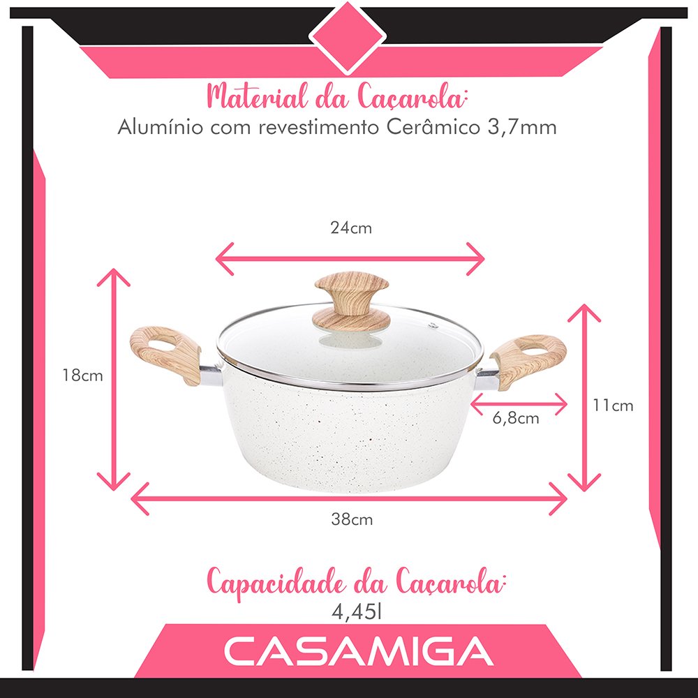 Caçarola Indução Cerâmica 3,7mm 24cm Class Espátula 35cm - 5