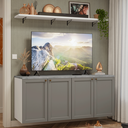 Ver imagem 1 de Rack para TV até 70 Polegadas + Prateleiras 160cm Branco/Cinza Vik Madesa 05