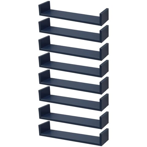 Kit 8 Prateleiras U 50 x 10cm azul Suporte Invisível