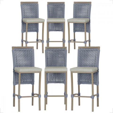 6 Banqueta em Alumínio Roma Fendi Corda Náutica Tecido 3