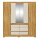 Ver imagem 2 de Guarda Roupa Roupeiro Cádis 4 Portas com Espelho e 6 Gavetas Cinamon Touch Off White Demóbile