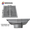 Ver imagem 3 de Ralo Pluvial 20x20 Alumínio Reto Coletor Cinza Saída Baixa para Tubo de 100mm e Dupla Proteção Contr