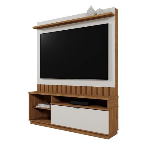 Estante Home Theater Diamantina Amêndoa/Off White para TV até 60” - Mobler