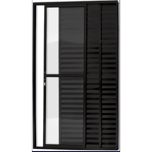 Porta de Aluminio Balcão 3 Folhas com Fechadura Linha Premium:2,10 X 1,20/preto