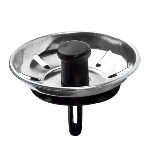Cestinha Inox para Válvula Pia 4.1/2 Puxador Preto Padova
