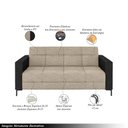 Ver imagem 3 de Sofá Living Decorativo Houston 2 Lugares 180cm Pés em Metal Linho/ PU Bege Escuro/ Preto G33 - Gran