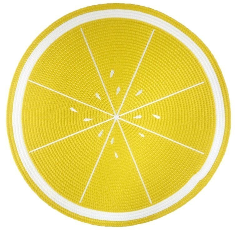 Jogo Lugar Americano Redondo Limão 38cm Feito à mão Sousplat Decoração Mesa Jantar Descanso Prato - 3