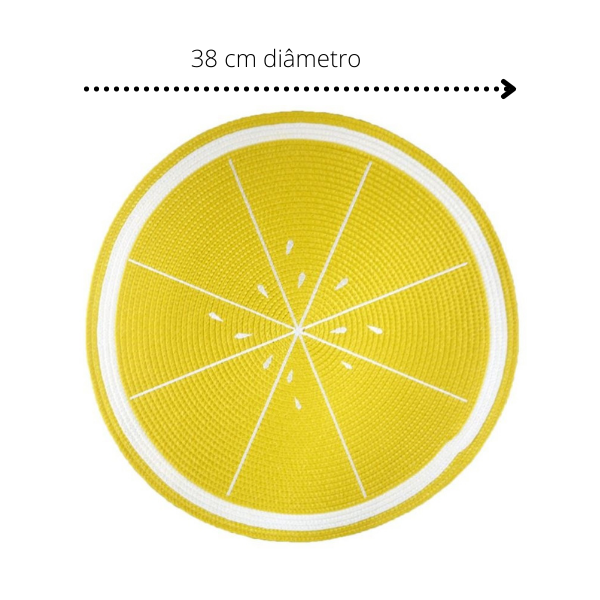 Jogo Lugar Americano Redondo Limão 38cm Feito à mão Sousplat Decoração Mesa Jantar Descanso Prato - 8