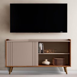 Rack Bancada Austin 135,7cm Grigio Fosco/cinamomo Mel para Tv até 50” - Mobler - 2