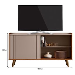 Rack Bancada Austin 135,7cm Grigio Fosco/cinamomo Mel para Tv até 50” - Mobler - 5