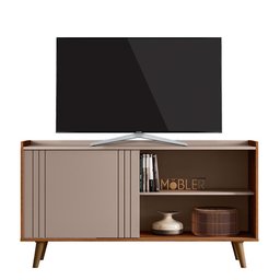 Rack Bancada Austin 135,7cm Grigio Fosco/cinamomo Mel para Tv até 50” - Mobler - 1