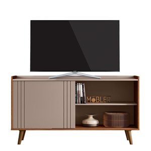 Rack Bancada Austin 135,7cm Grigio Fosco/cinamomo Mel para Tv até 50” - Mobler
