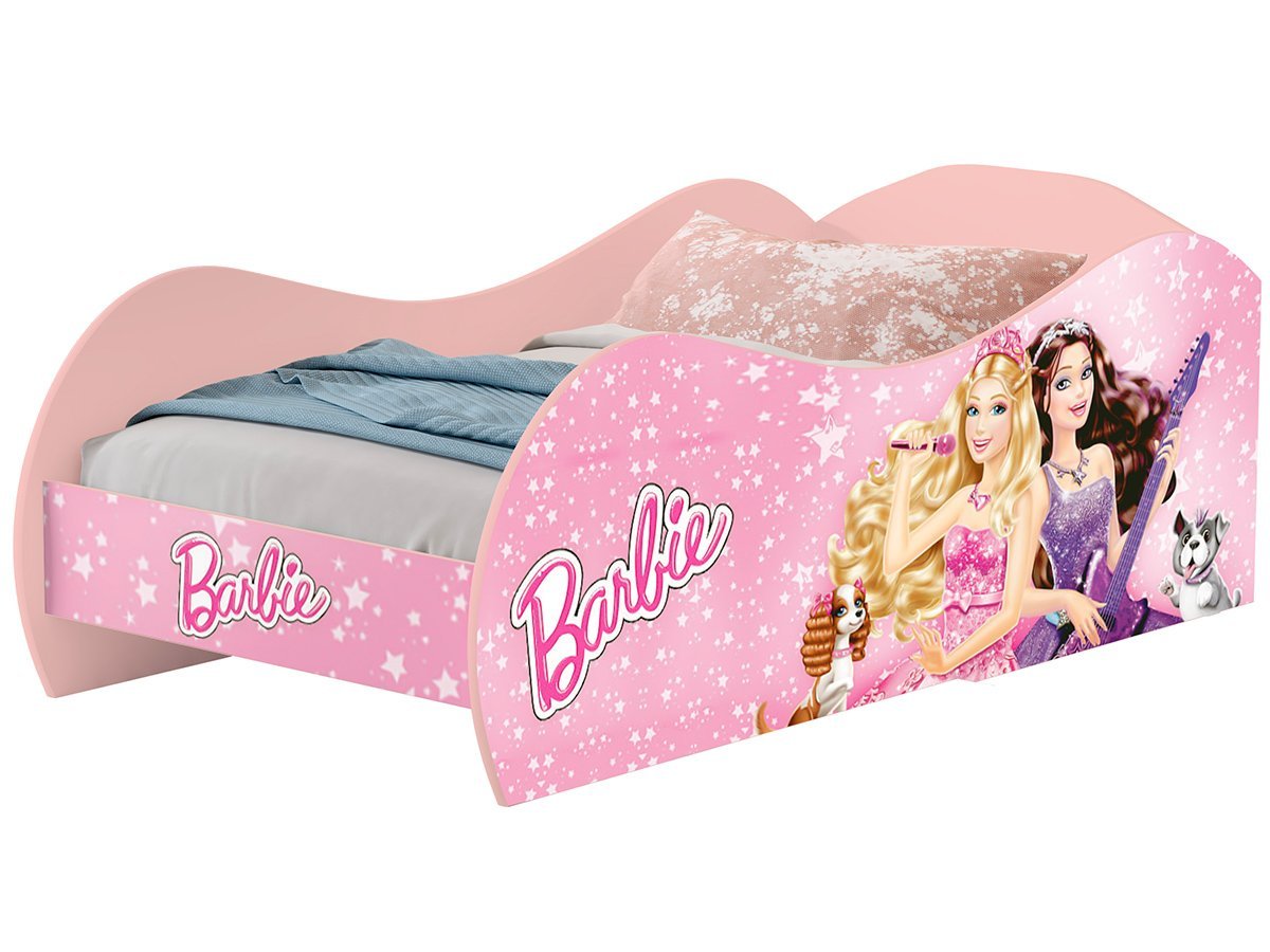 Cama Infantil com Dossel Teto Barbie Star Pura Magia Rosa - Cama