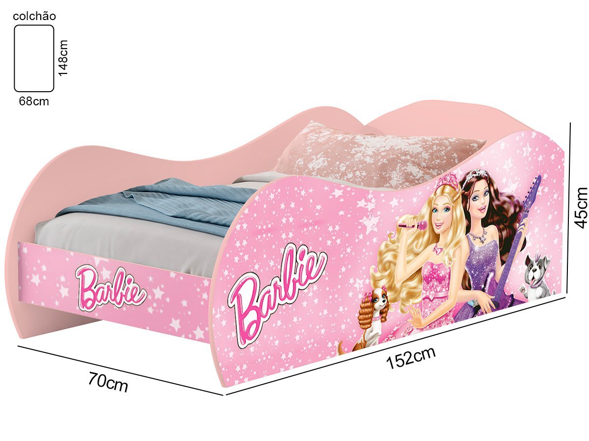 Cama De Criança Barbie Rosa C/colchão Para Quarto Infantil