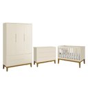 Ver imagem 1 de Dormitório Completo Infantil Classic 3 Portas, Cômoda 6 Gavetas e Berço Areia Fosco com Pés