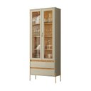 Ver imagem 3 de Cristaleira 2 Portas de Vidro e 2 Gavetas 184CMX74CM Pés em Dourado Brisa Bege