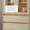 Ver mais imagens de Cristaleira 2 Portas de Vidro e 2 Gavetas 184CMX74CM Pés em Dourado Brisa Bege