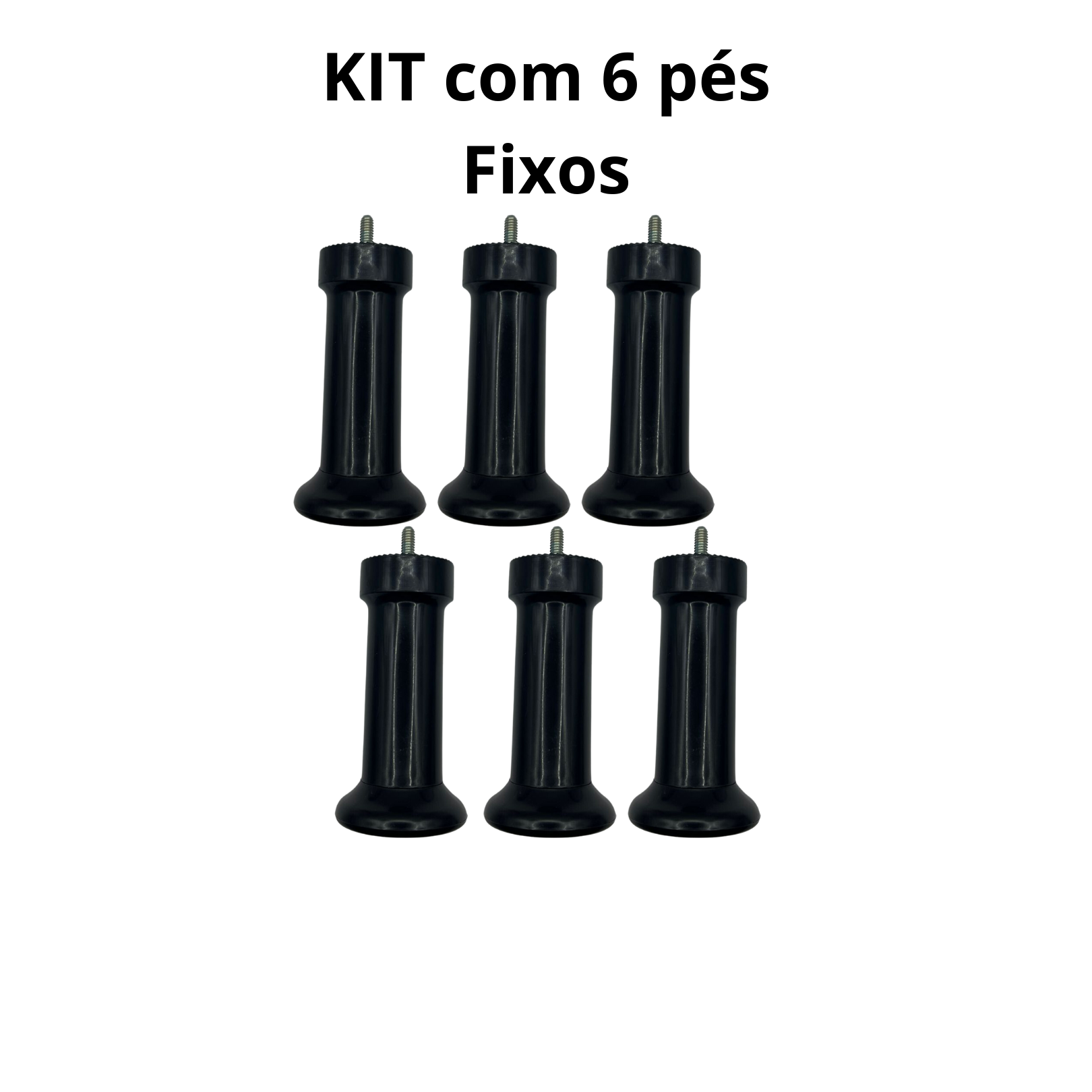 Kit 6 Pés para Cama Box ou Baú Casal- Fixos Preto - 2