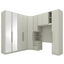 Ver imagem 1 de Quarto Modulado Solteiro Seletto 6 Peças Areia com Espelho - Móveis Henn