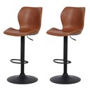 Ver imagem 1 de Kit 2 Banquetas Altas Itajaí Rivatti Madeira Revestida em Poliuretano (Pu) Marrom Base Disco Preta
