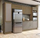 Ver imagem 1 de Armário de Cozinha Modulada Completa Reta 6 Peças 3,20m Botanic Kappesberg - Nogueira/Fendi