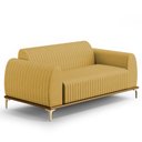 Ver imagem 1 de Sofá 2 Lugares para Sala de Estar Molino 150 Cm D02 Pés D'ouro Veludo Mostarda C-260 - Lyam Decor