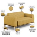 Ver imagem 4 de Sofá 2 Lugares para Sala de Estar Molino 150 Cm D02 Pés D'ouro Veludo Mostarda C-260 - Lyam Decor