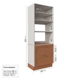 Torre Quente 2 Portas 2 Gavetas 2 Nichos para Forno e Microondas Arizona CabeCasa MadeiraMadeira - 3