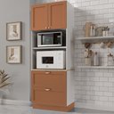 Ver imagem 1 de Torre Quente Planejada 2 Portas 2 Gavetas 2 Nichos para Forno e Microondas Arizona CabeCasa MadeiraOriginals