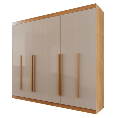 Guarda Roupa Casal 6 Portas 6 Gavetas Olimpia Valverde Moveis Cinamomo/off White