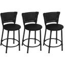 Ver imagem 1 de Kit 3 Banquetas Baixas Preta com Encosto Junco Preto Assento Preto