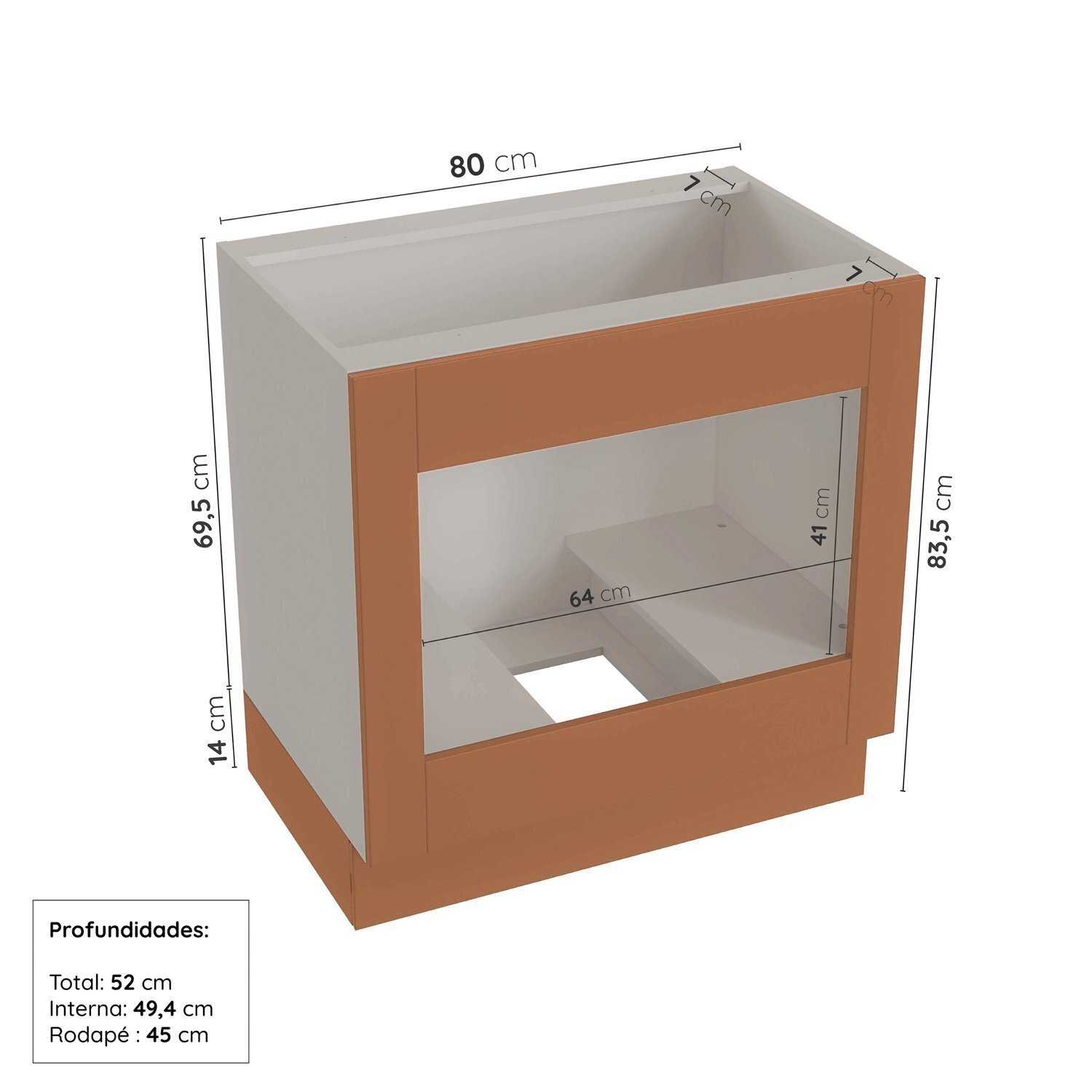 Balcão para Forno de Embutir 80cm sem Tampo Arizona Cabecasa Madeiramadeira - 3