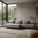 Ver imagem 2 de Sofá Modulado Moderno c/ Chass 3,30 m Tóqui:Chumbo/Veludo