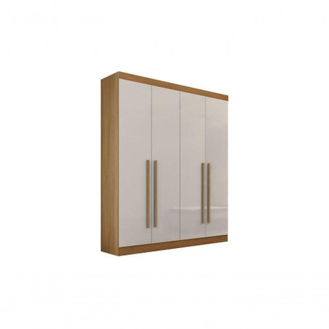 Guarda-roupa da Vinci Plus 4 Portas 3 Gavetas sem Pés - D' Doro Cinamomo/off White