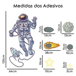 Adesivo de Parede Decorativo Astronauta Estrelas Planetas G - 4