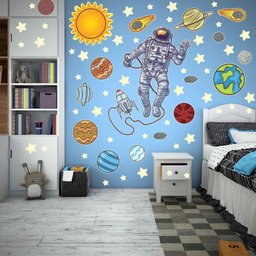 Adesivo de Parede Decorativo Astronauta Estrelas Planetas G - 6