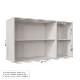 Aéreo 3 Portas 120cm com Portas de Vidro Arizona CabeCasa MadeiraMadeira - 2