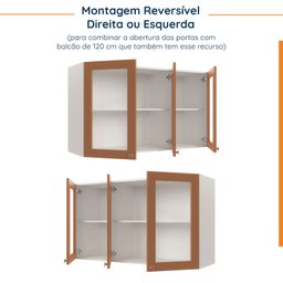 Aéreo 3 Portas 120cm com Portas de Vidro Arizona CabeCasa MadeiraMadeira - 4